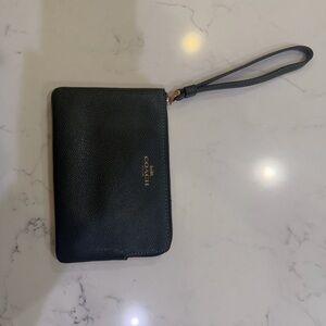 Coach Black Wristlet with Gold Accents